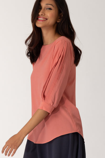 Shauman Pleated Sleeve Blouse