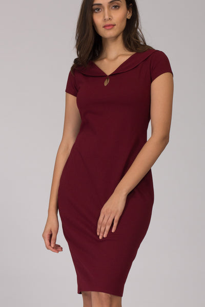 Burgundy Sailor Collar Shift Dress
