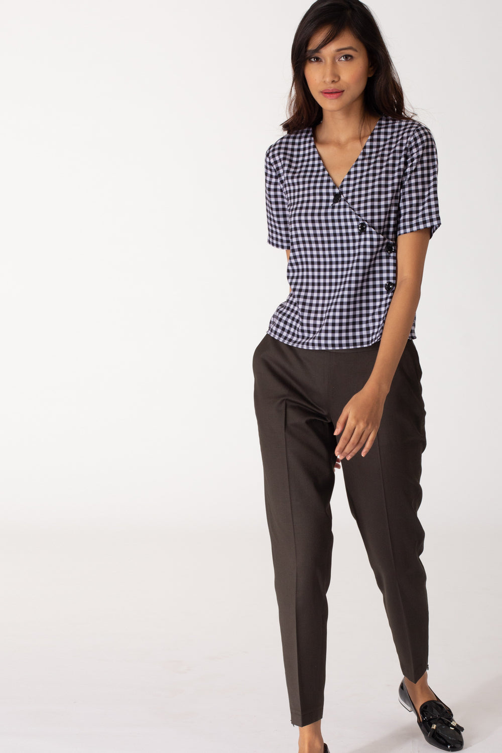 Gingham Cross Button Shirt
