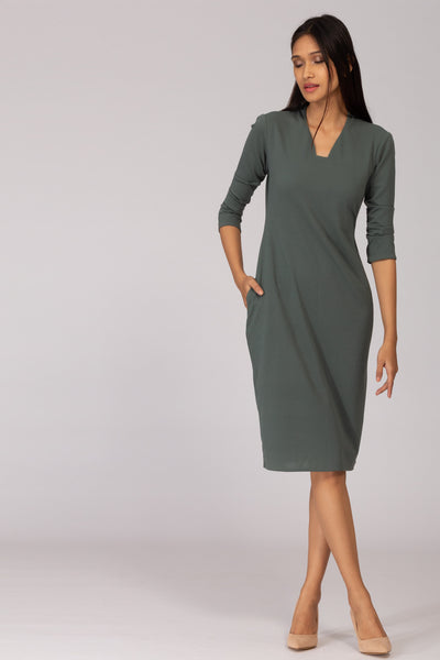 Moscow Shift Dress with Pleated Sleeve