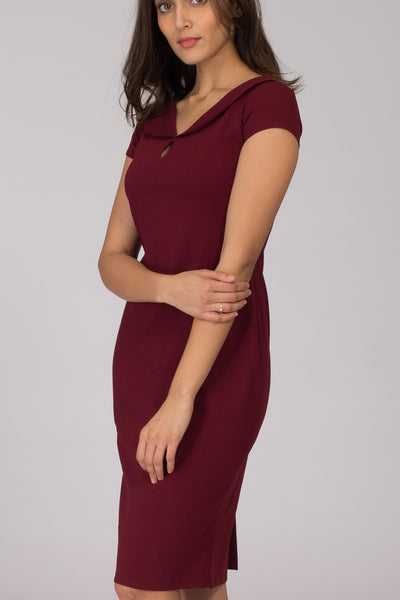 Burgundy Sailor Collar Shift Dress