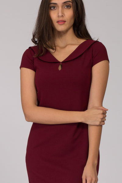 Burgundy Sailor Collar Shift Dress