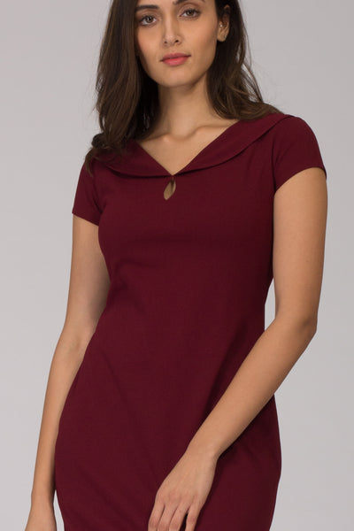 Burgundy Sailor Collar Shift Dress