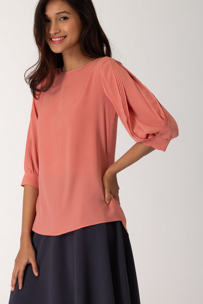 Shauman Pleated Sleeve Blouse