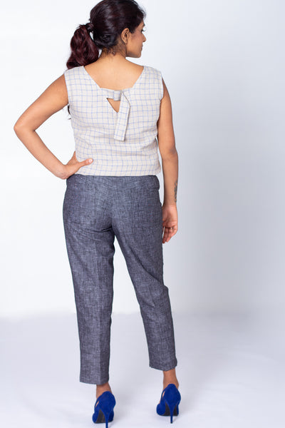 Pure Linen Formal Pants in Pebble Black