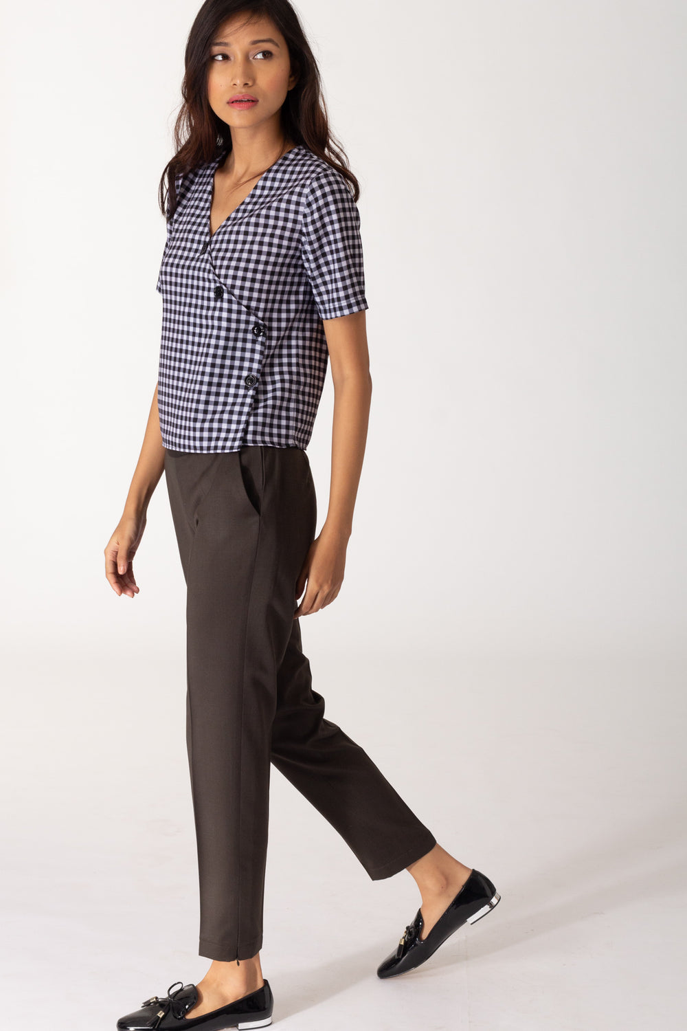 Gingham Cross Button Shirt