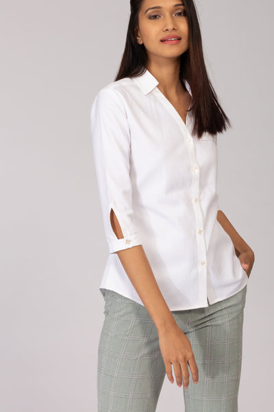 Hailey White Cotton Shirt