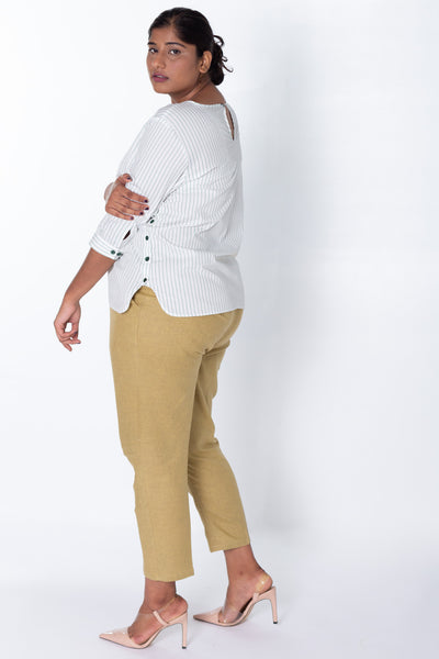 Venice Side Button Striped Cotton Top