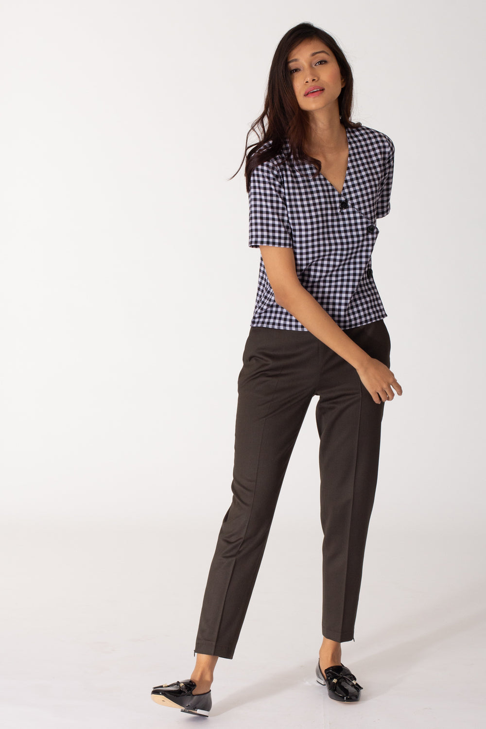 Gingham Cross Button Shirt