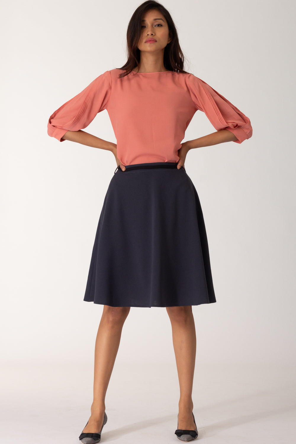 Shauman Pleated Sleeve Blouse