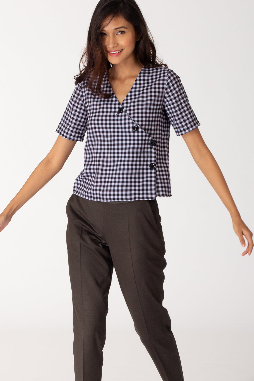 Gingham Cross Button Shirt