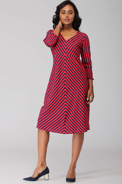 Zanskar A line dress with Ruched sleeve