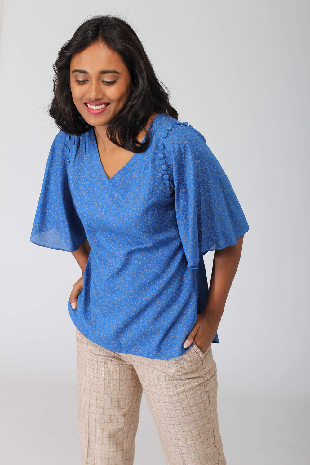 Azure Bell Sleeved Top