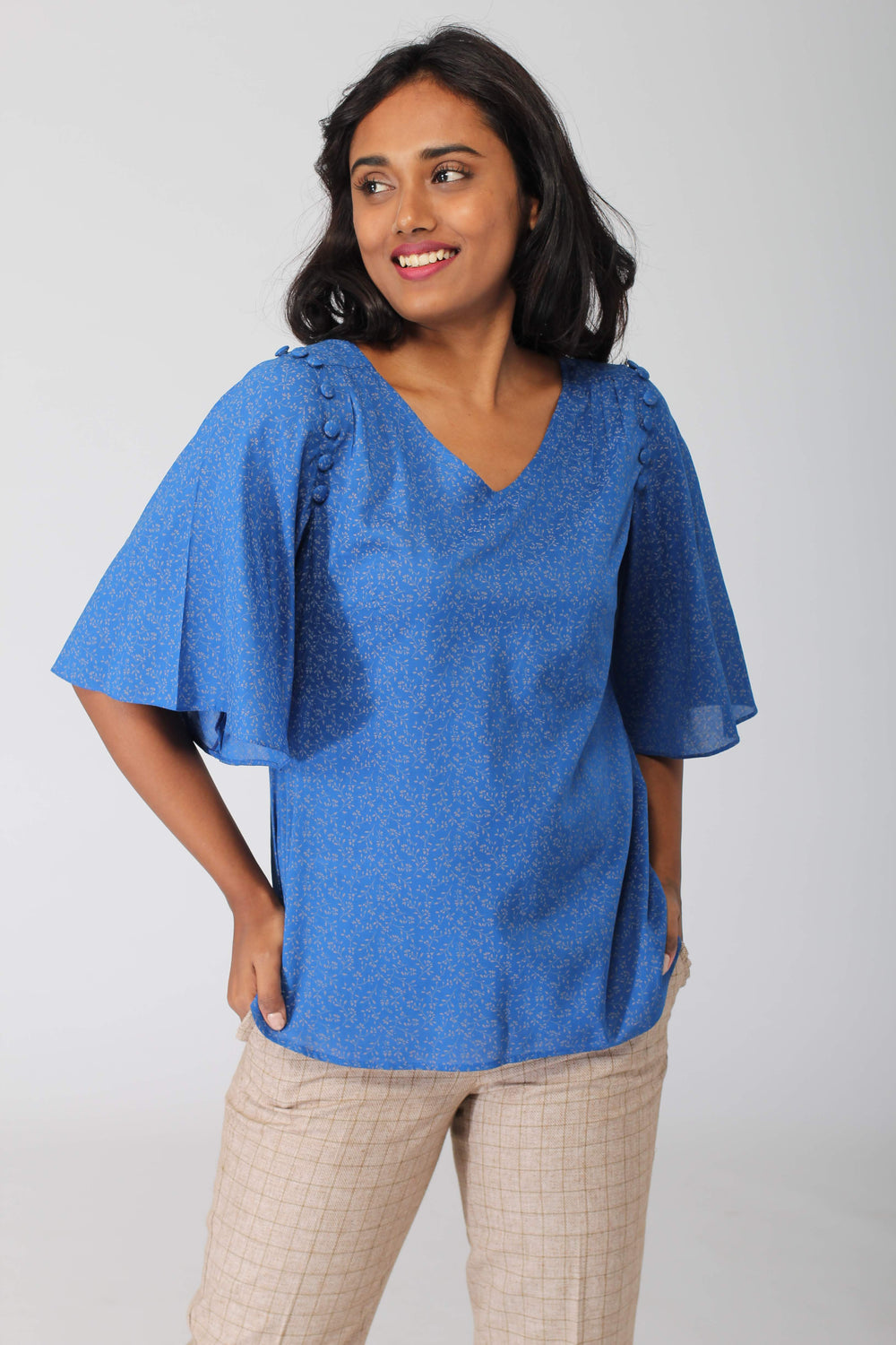 Azure Bell Sleeved Top