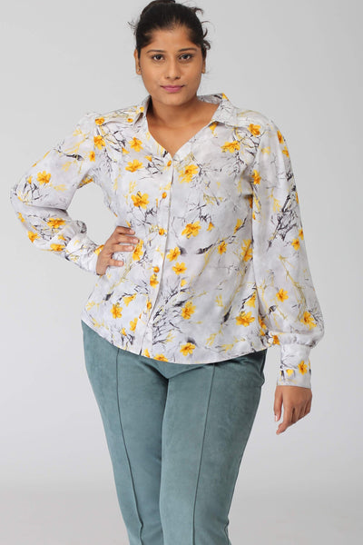 Maine Curved Collar Shirt with Blouson Sleeves