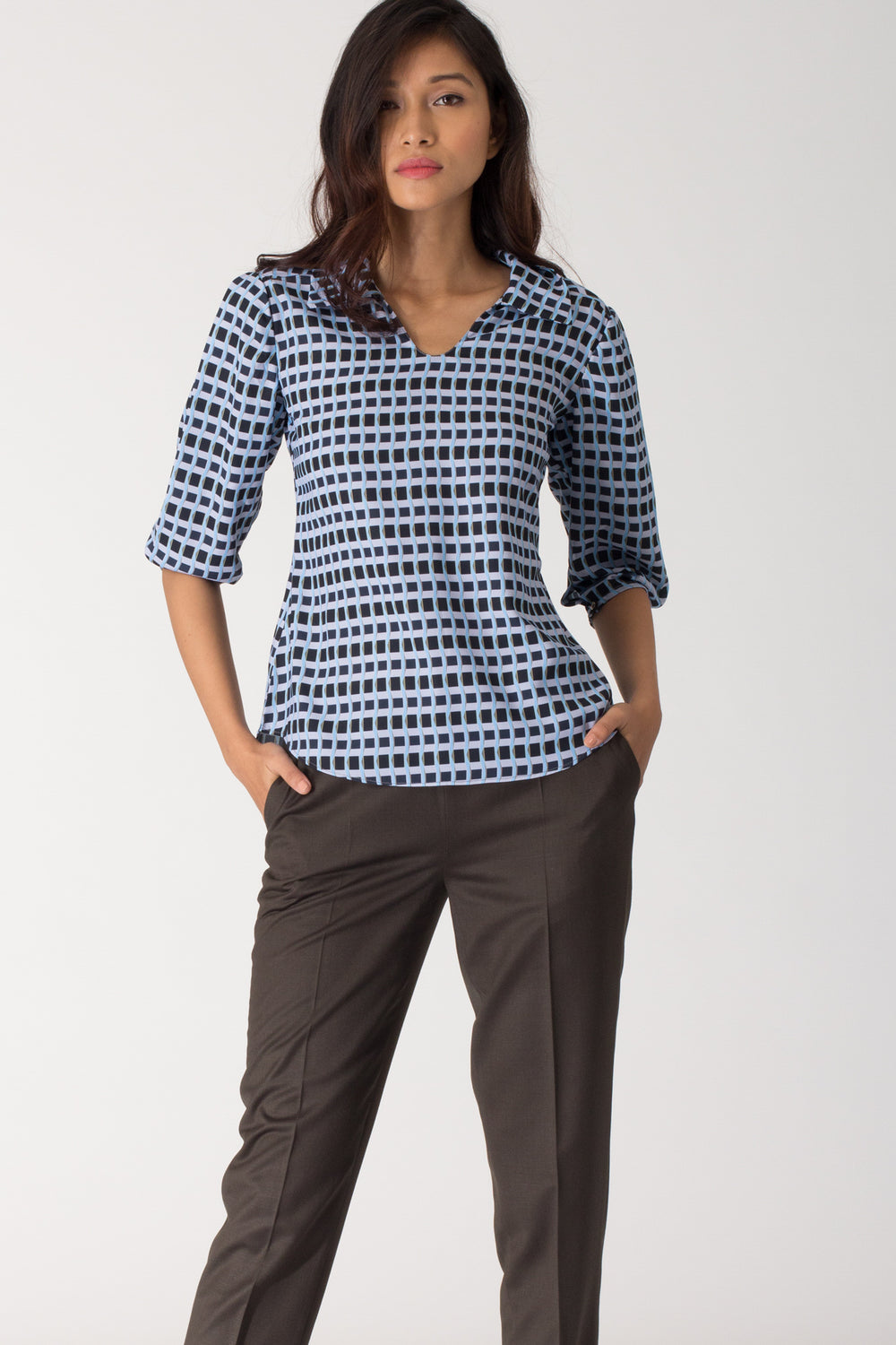Skyscape Top with Pleated Sleeve
