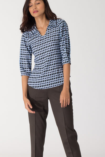 Skyscape Top with Pleated Sleeve