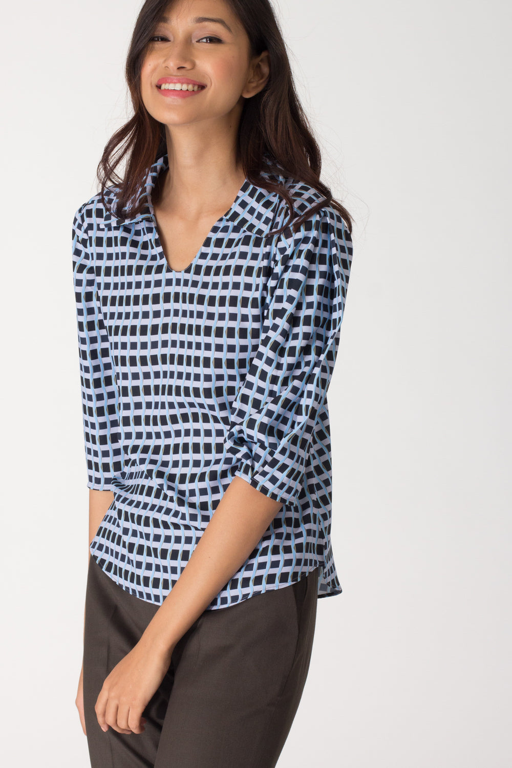 Skyscape Top with Pleated Sleeve