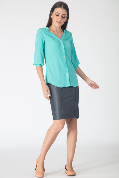 Turquoise Buttondown Blouse