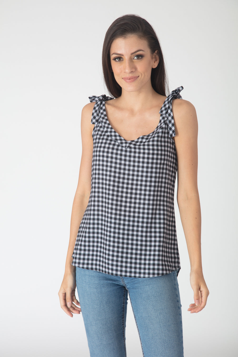 Gingham Tie-up Top