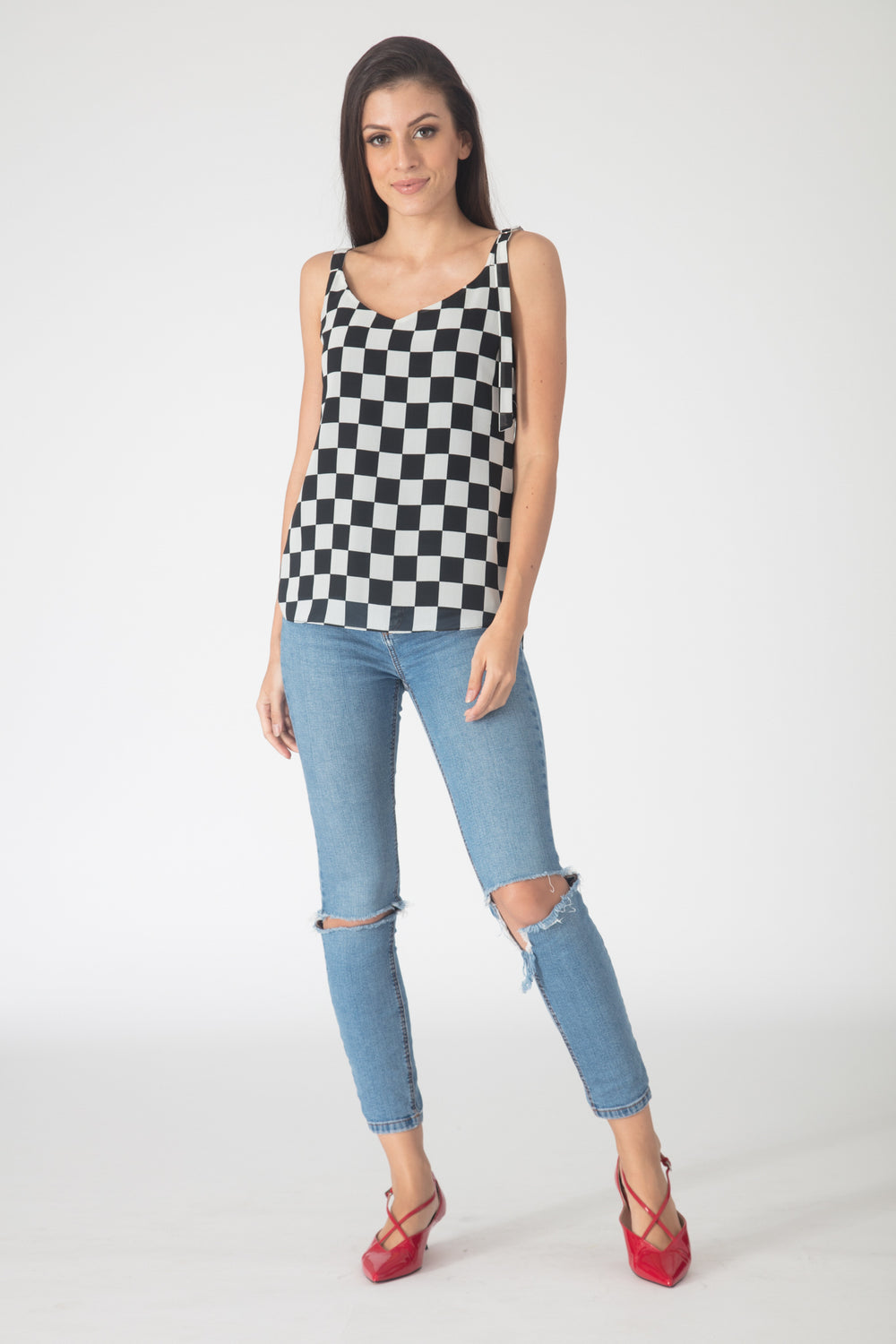 Checkmate Buckle Top