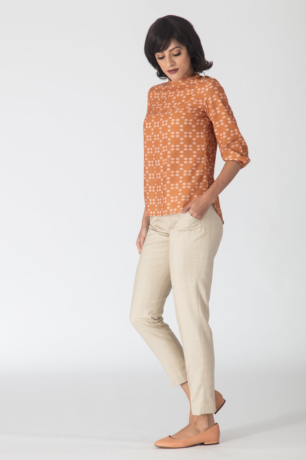 Cerise Buttoned Shoulder Top
