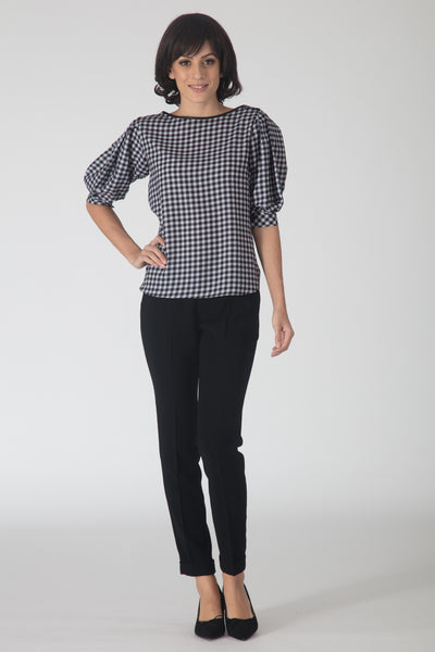 Gingham Shoulder-Button Top