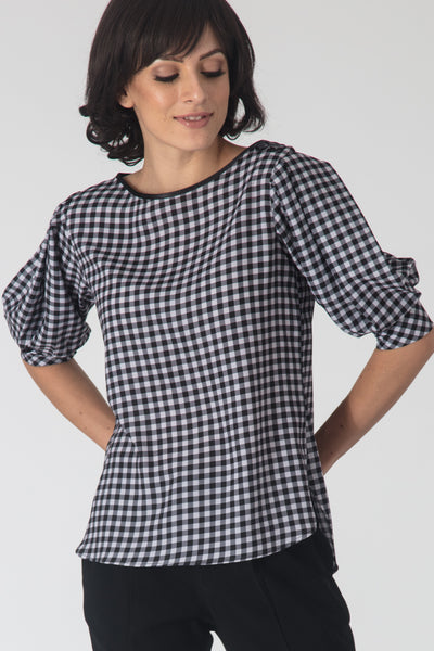 Gingham Shoulder-Button Top