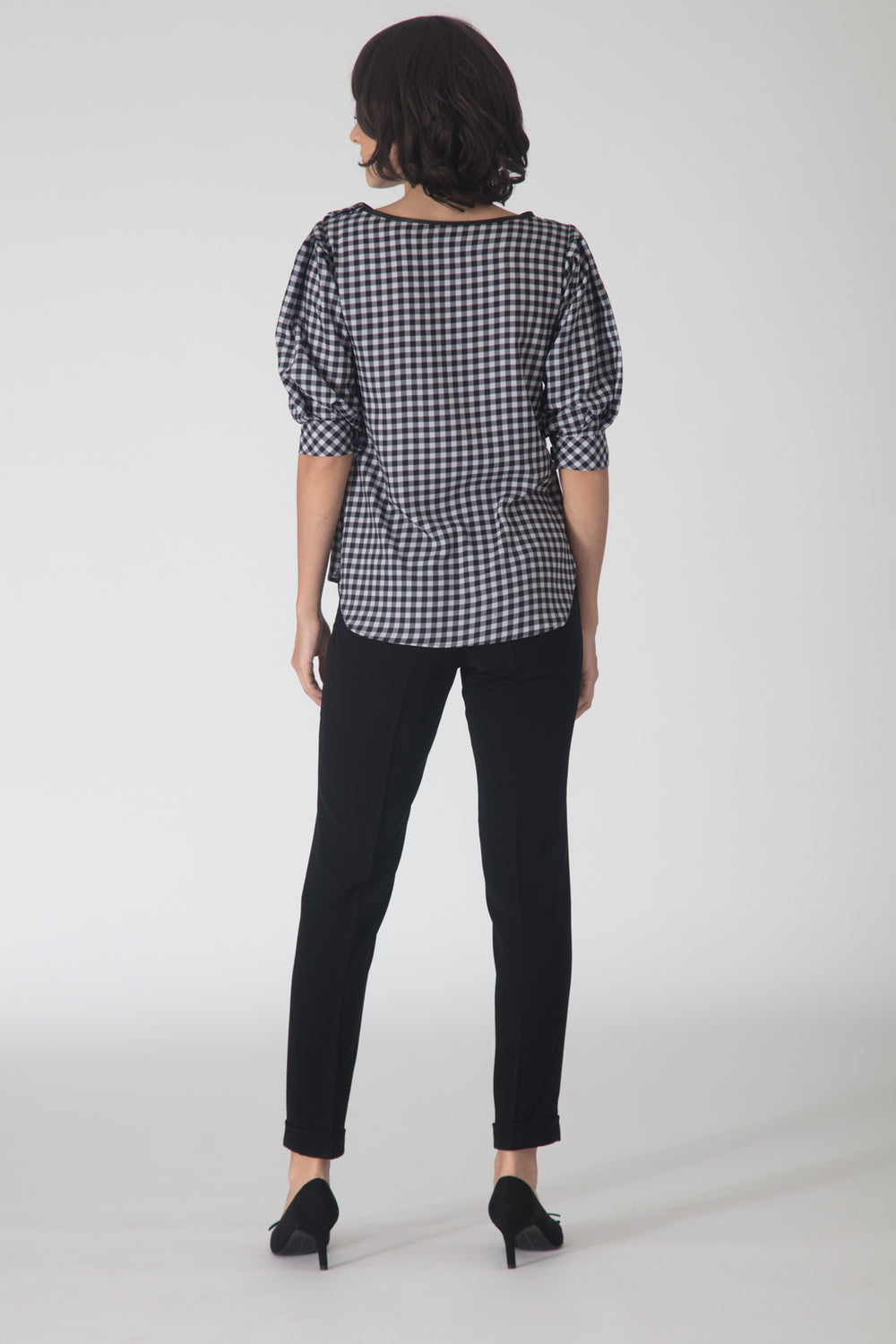 Gingham Shoulder-Button Top