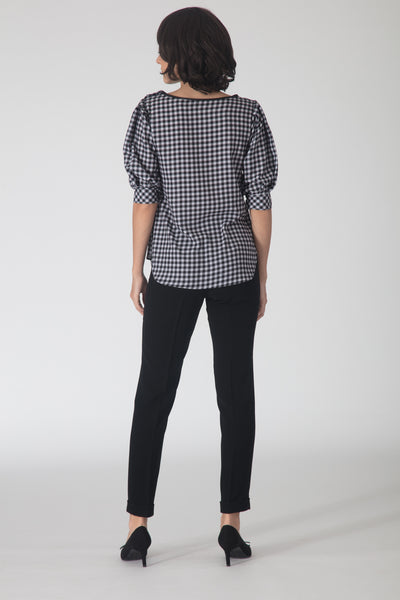 Gingham Shoulder-Button Top
