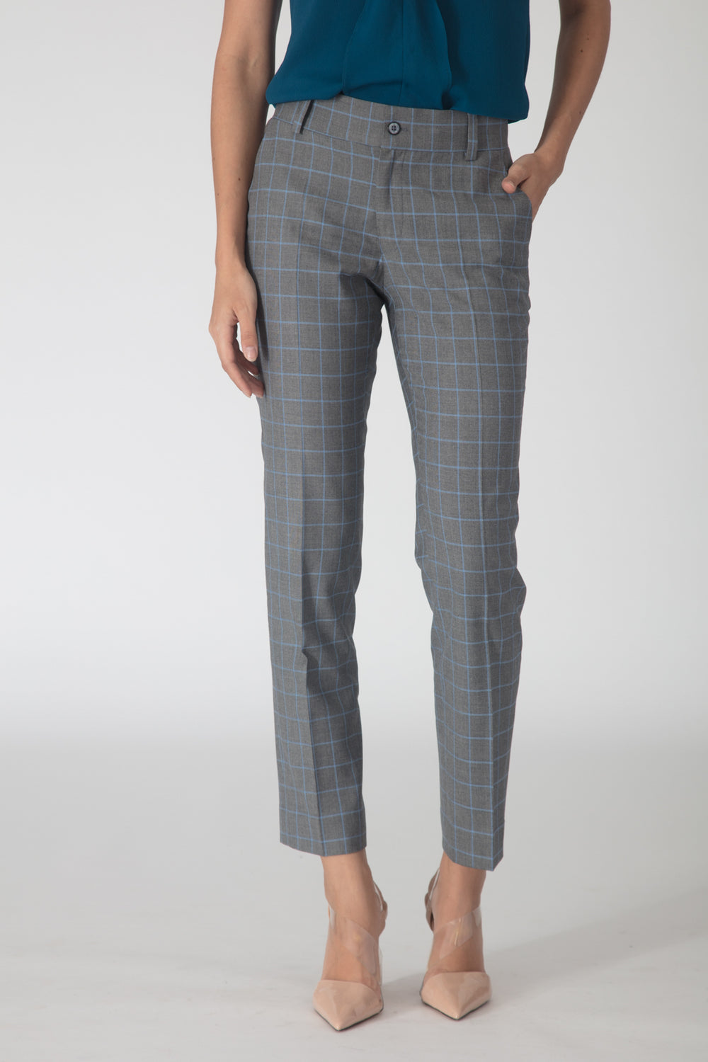 Windowpane Trousers - Grey