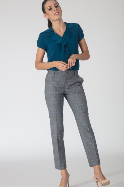 Windowpane Trousers - Grey