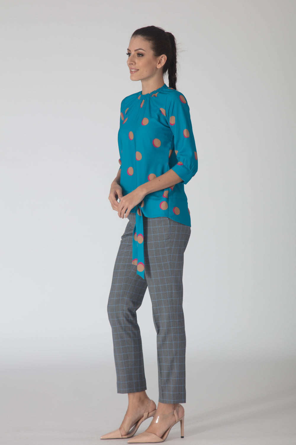 Polka Tie-down Flowy Top