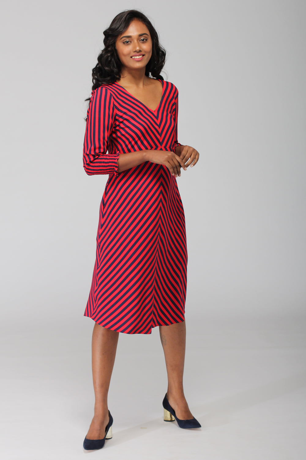 Zanskar A line dress with Ruched sleeve