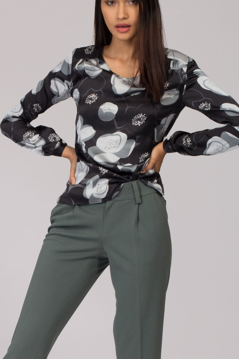 Vermont Floral Silk-Satin Top