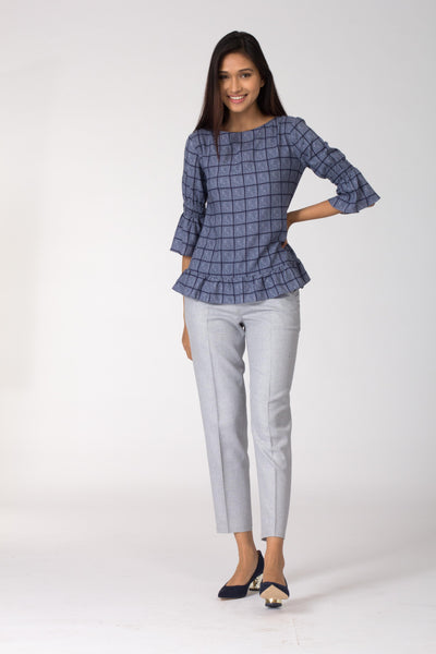 Calypso Cotton Top with Gathered Hemline