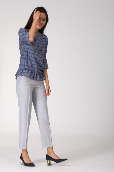 Calypso Cotton Top with Gathered Hemline