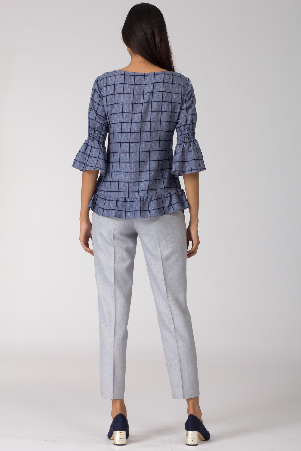 Calypso Cotton Top with Gathered Hemline
