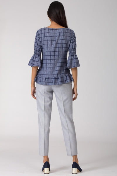 Calypso Cotton Top with Gathered Hemline