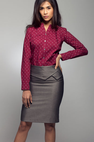 Garnet Pleated Collar Shirt