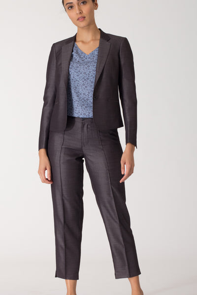 Charcoal Pin-tucked Cropped Pants