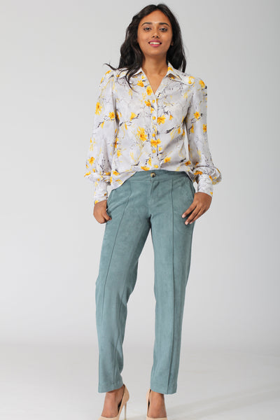 Maine Curved Collar Shirt with Blouson Sleeves