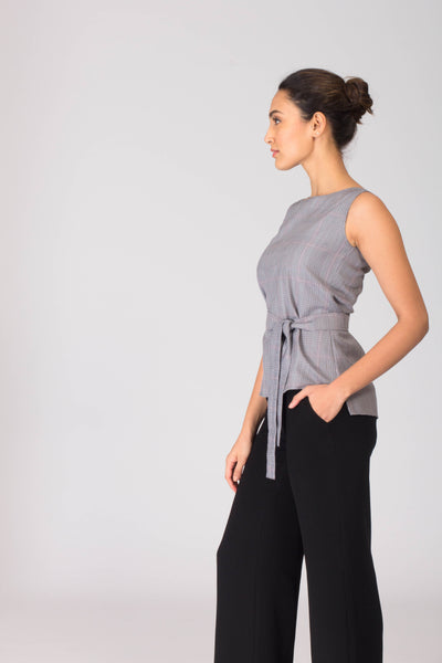 Monana Plaid Top with Removable Belt