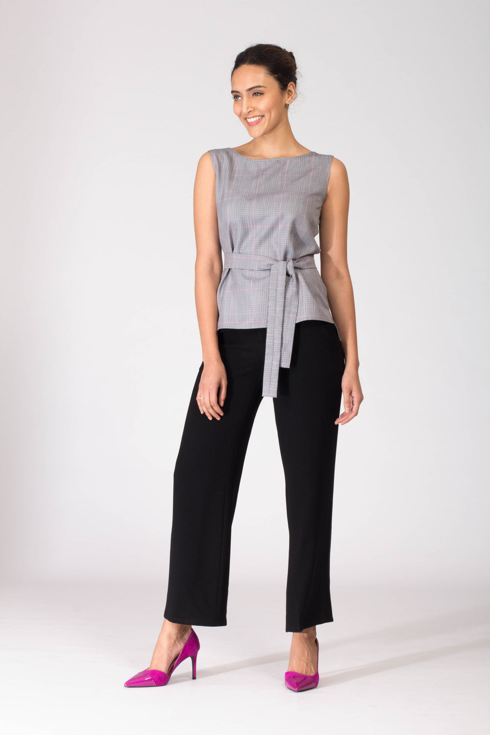 Monana Plaid Top with Removable Belt
