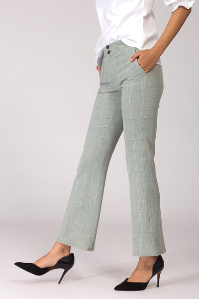 Delina Herringbone Flared Pants