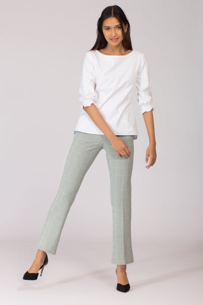 Delina Herringbone Flared Pants