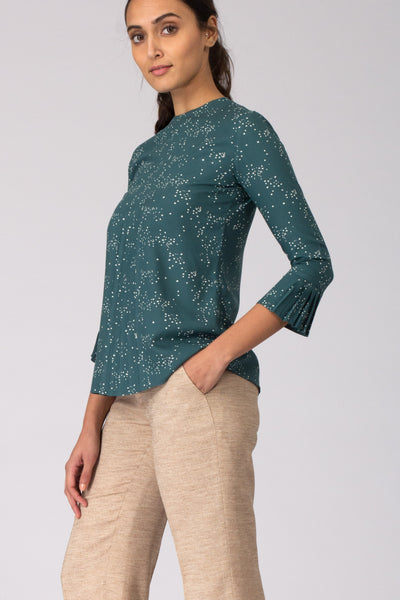 Green Galaxy Pleated top