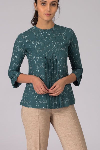 Green Galaxy Pleated top