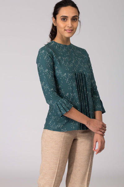Green Galaxy Pleated top