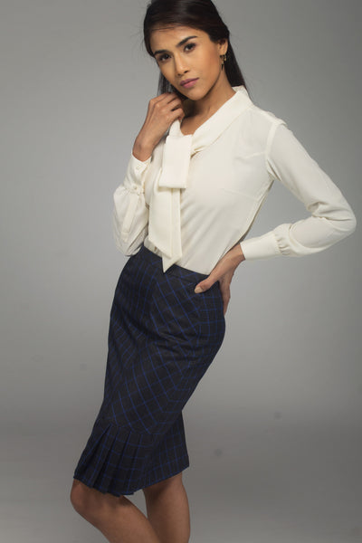 Windowpane Kickpleat Skirt